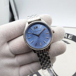 Michael Kors Lexington 36mm Steel Blue Monogram Dial Ladies Quartz Watch MK6639